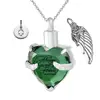 Forever in my Heart Angel Wing and Birthstone May Crystal Charm Stainless Steel Cremation Jewelry Keepsake Memorial Urn Necklace