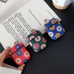 Flower Design Leather Airpods Case Anti Lost Buckle