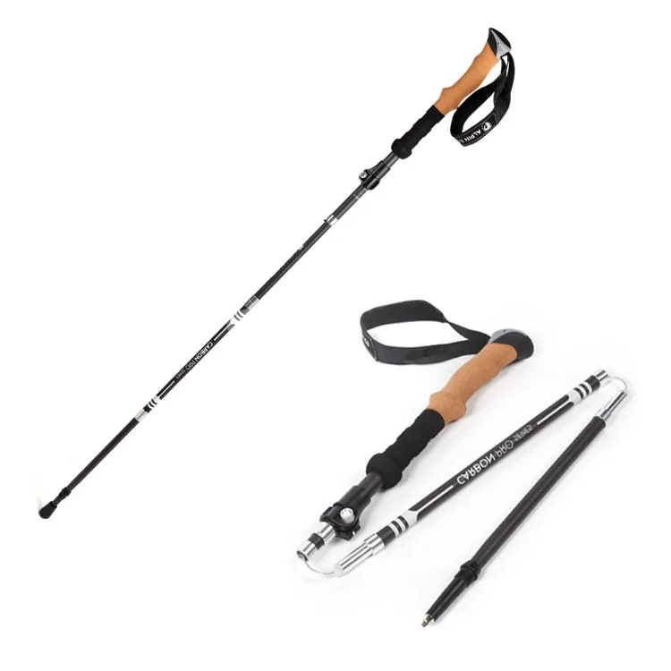 

Customized Adjustable foldable Carbon Fiber telescopic hiking trekking poles nordic Walking Stick