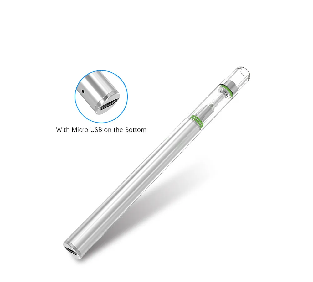 

Top selling empty electronic cigarette e cig ceramic vape pen .3ml .5ml cartridges rechargeable CBD pen, Silver