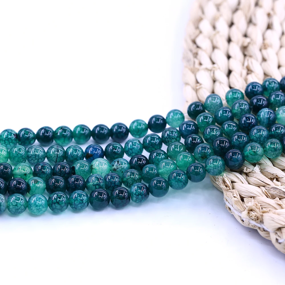 

XULIN Natural Stone Round Green Dragon Veins Agate Bead, Natural gemstone colors