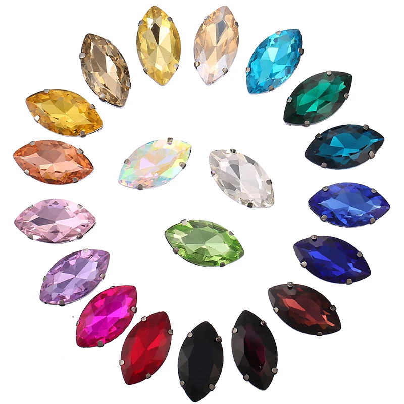 

Custom Shapes Colors Navette Loose Strass Sew on Crystal Rhinestones for Clothing