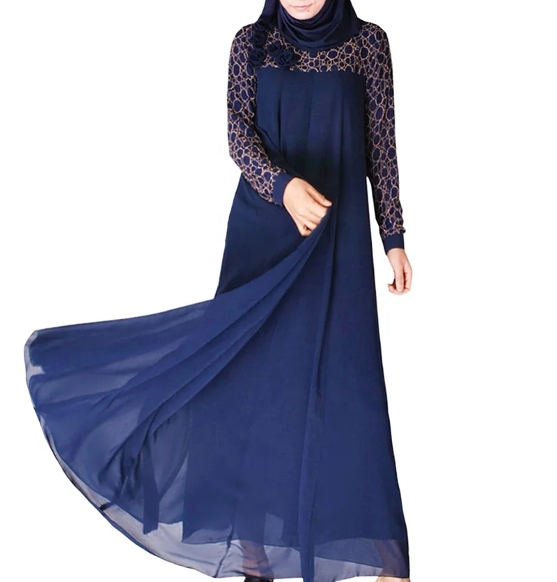 

New model design in dubai Wholesale navy lace Islamic Clothing Latest Gown Design Burqa Abaya Egypt arabic abaya designs, Color swatches for you select