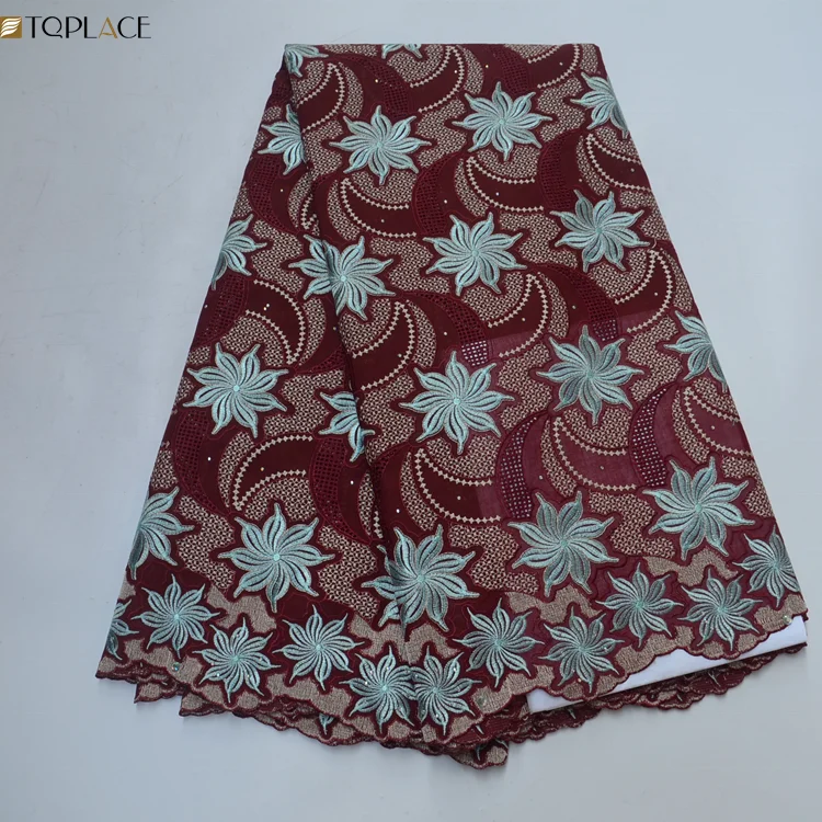 

Wholesale 100% blue Cotton Polish Embroidery Swiss Voile Nigerian Lace Fabric 2019, As picture