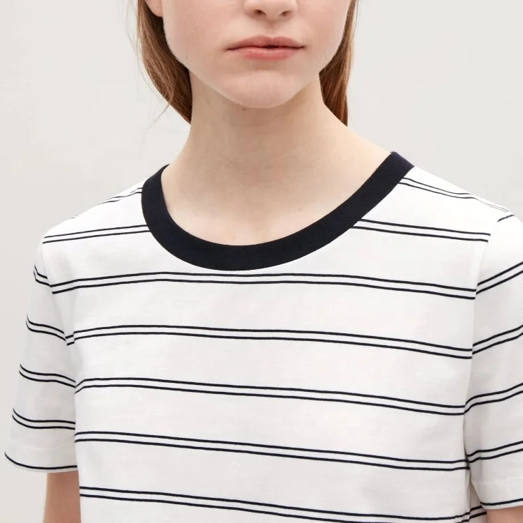 

High Quality Classic round neck striped ladies tops in stock