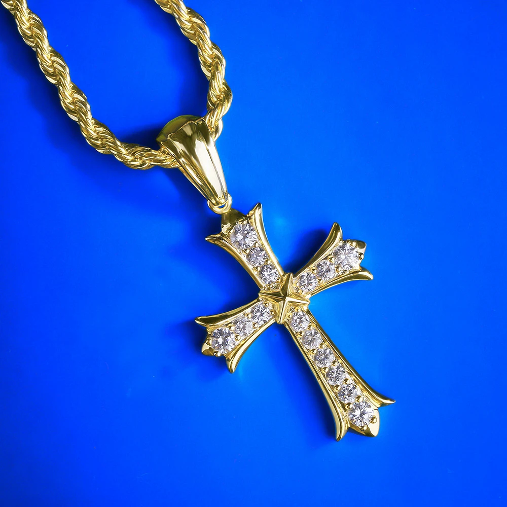 KRKC&CO  Wholesale Iced Out Cross CZ Diamond Micro Pave Women Mens Jewelry Hip Hop Cross Pendant