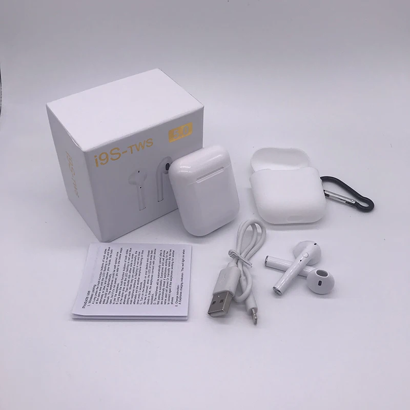 

True Wireless Stereo BT 5.0 headphones i9s TWS with Carrying Protective Case, White