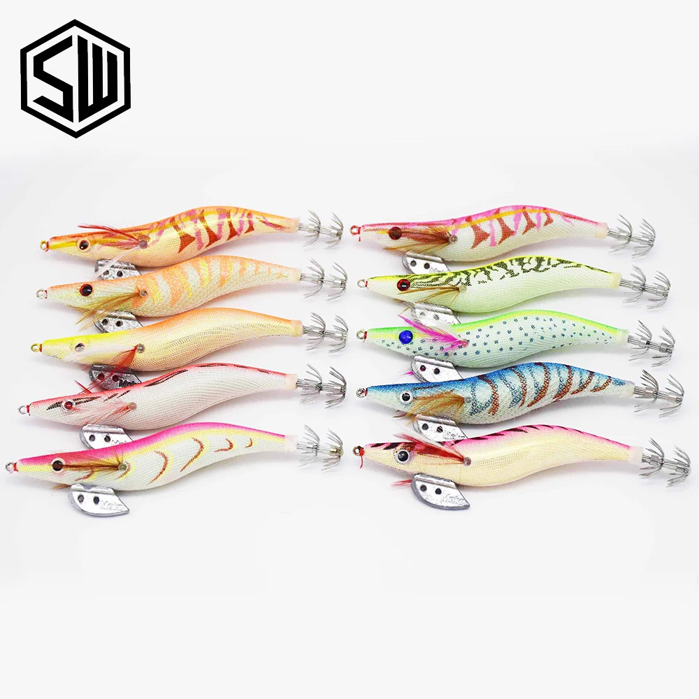 

Deep Lure 135mm 20g hard plastic bait Luminous wood squid bait wholesale fishing squid jig fishing lures, 10colors