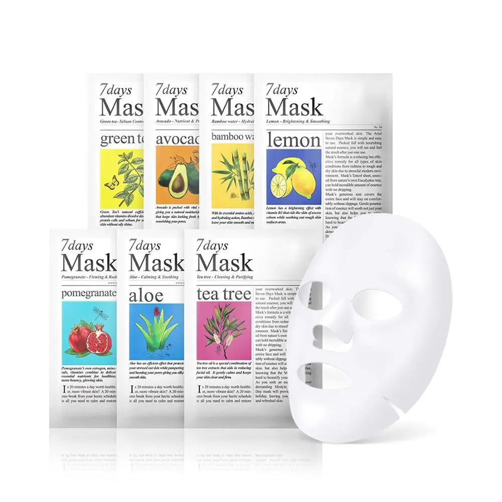 

Deep Cleansing Tissue Green Tea Tree Aloe Vera News Paper Masks Set Natural 7 Days Skin Care Face Mask Pack Facial Sheet Mask
