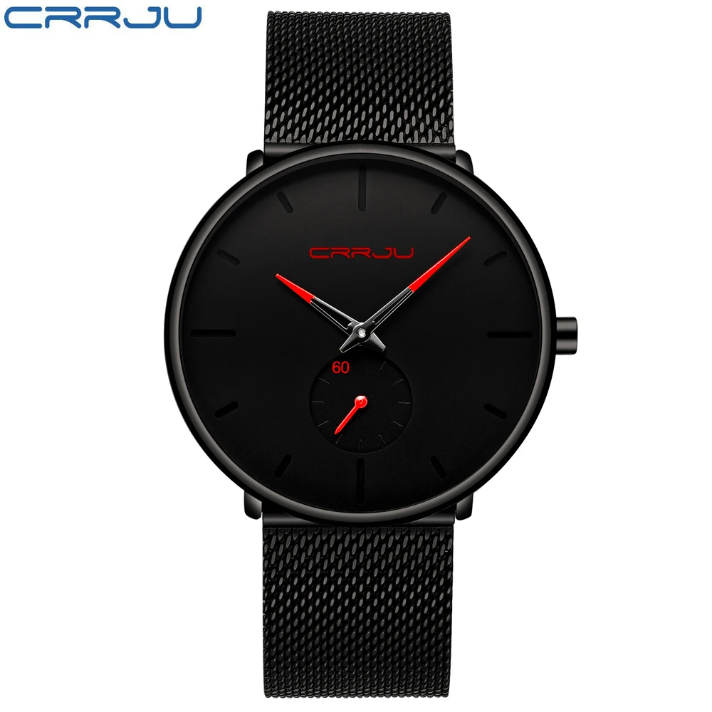 

Crrju brand fasion Ultra slim quartz watch steel mesh band luxury relogio masculino watch men, 4 colors