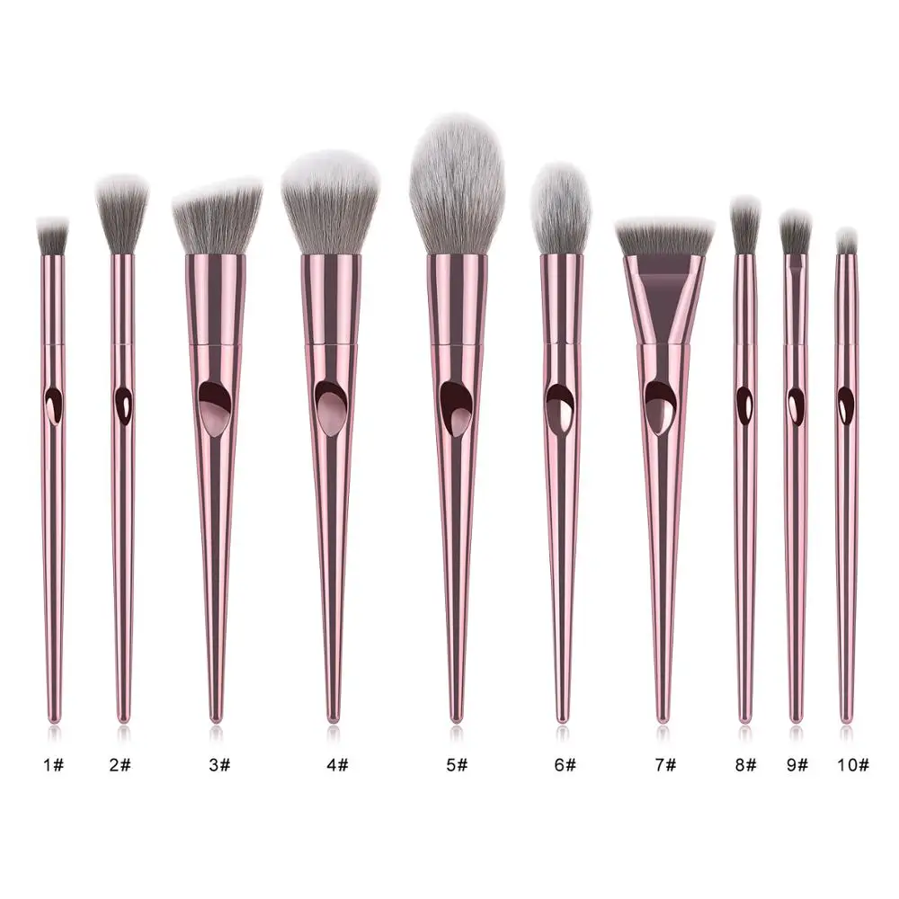 

Makeup brush factory 10pcs professional rose gold handle makeup brush set with private label