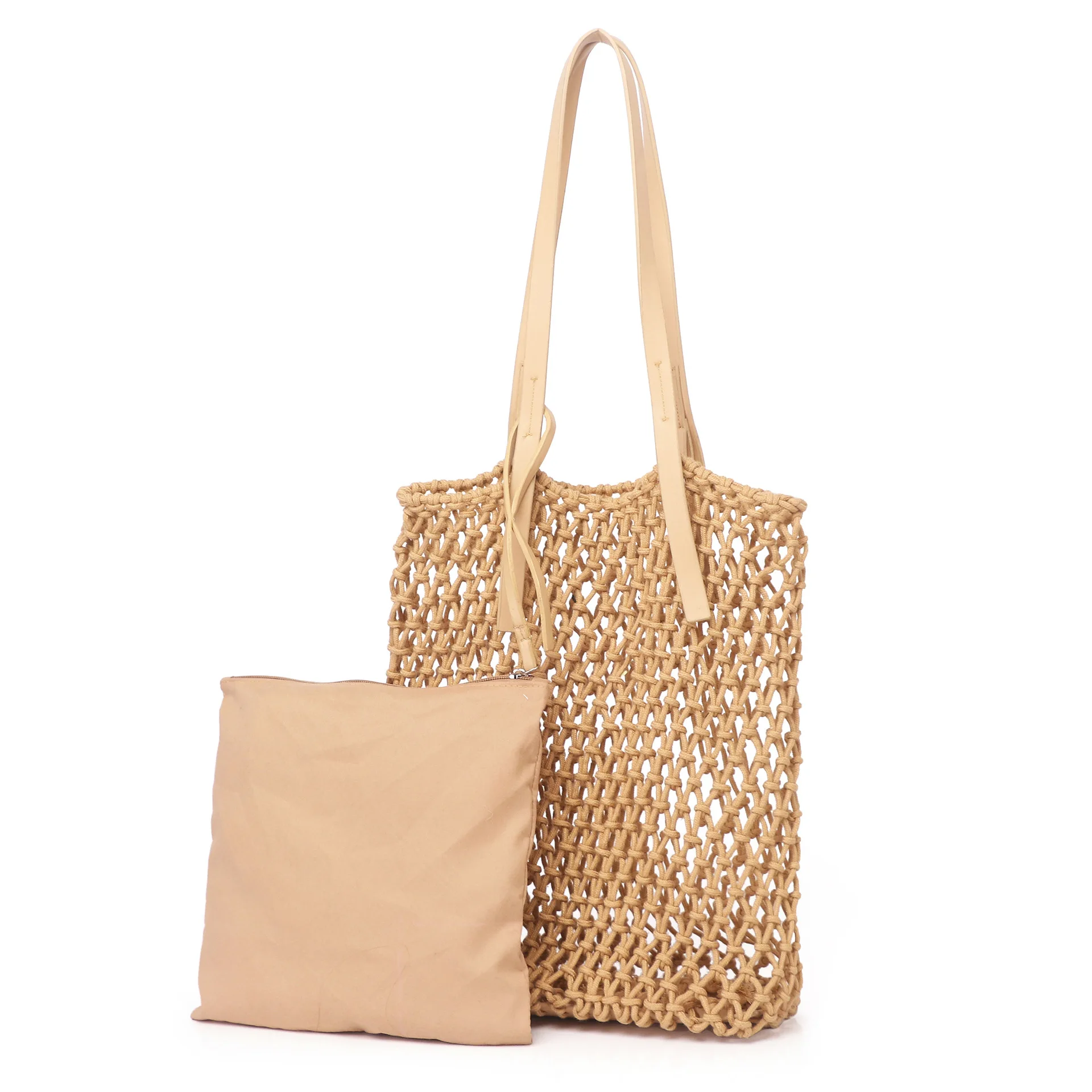 

Custom cotton hand bag set,straw woven beach bag for ladies summer mesh tote bag, Custom made