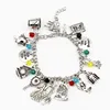 Belle inspired Jewelry Beauty and the Beast Charm Bracelet Rose Mirror Pendulum Candlestick Crystal Beads Bangle