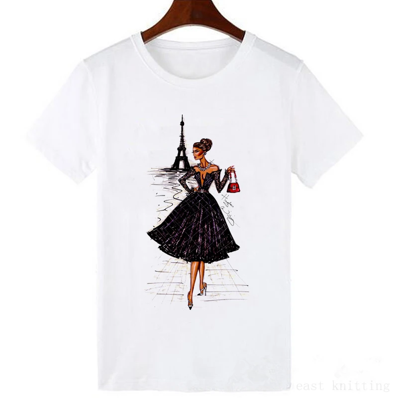 Women t shirt vintage fashion paris print top