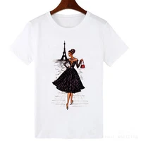 

Women t shirt vintage fashion paris print top