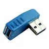 Hot sale Blue Vertical Left Angled 90 Degree USB 3.0 Male To A Female Adapter Converter