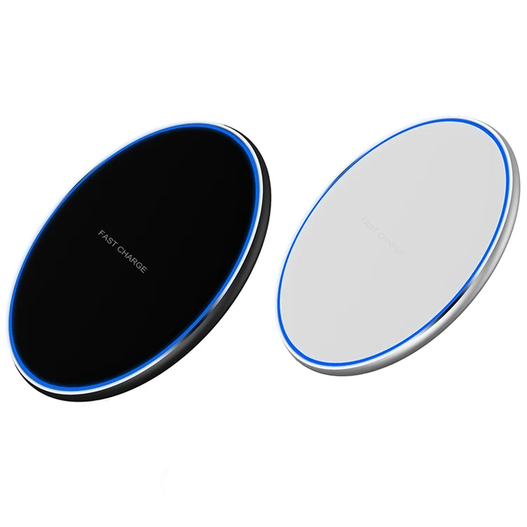 

LED light 10W fast Qi wireless charger for iPhone and Android phone, Black / white / red / gold