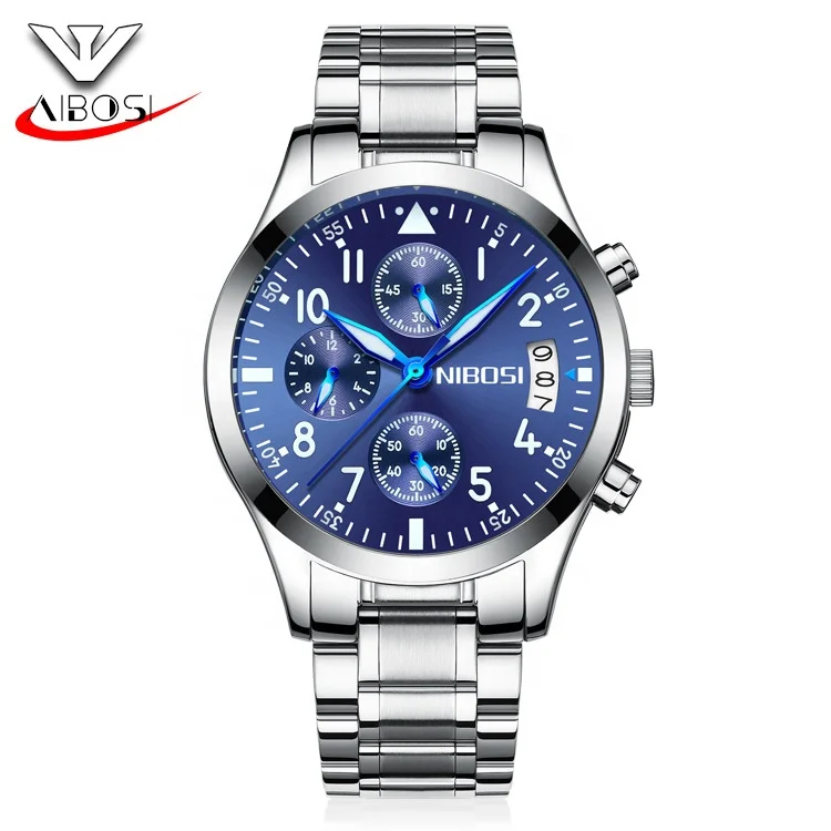 

NIBOSI top watches luxury brand business quartz watch men stainless steel band watch Relogio Masculino