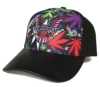 High quality printing crown 6 panel baseball cap, fashion black leather visor baseball cap
