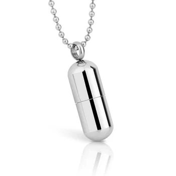 Openable Stainless Steel Cremation Ash Capsule Pendants Necklace Pills ...