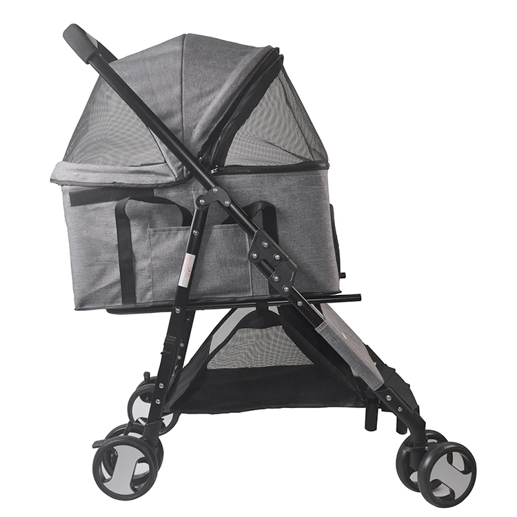 

Hot selling Good quality Cat / Dog Easy Walk Pet Stroller, Foldable Carrier Strolling Cart, Folding Travel Carrier Carriage, Grey