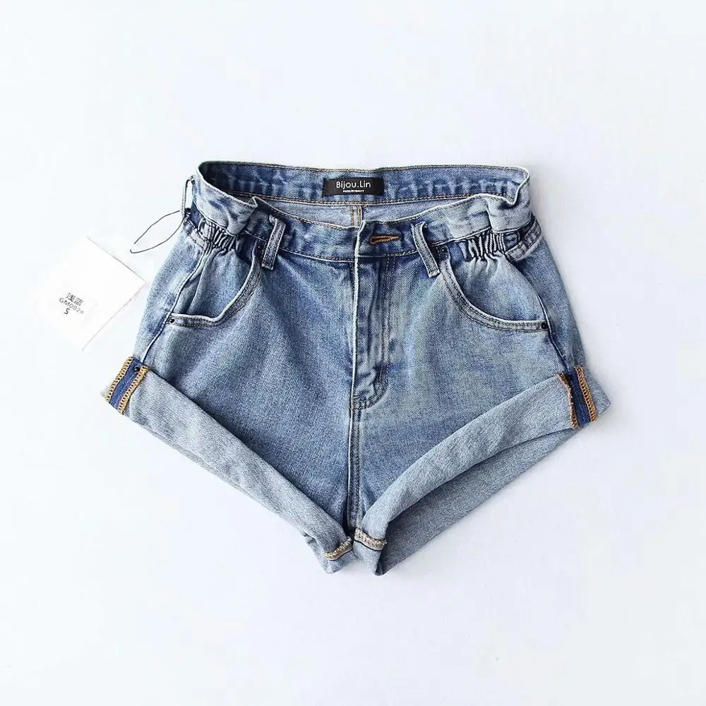 

2019 hot sale shorts high waisted denim women shorts rolled edges jean's pants hot street style