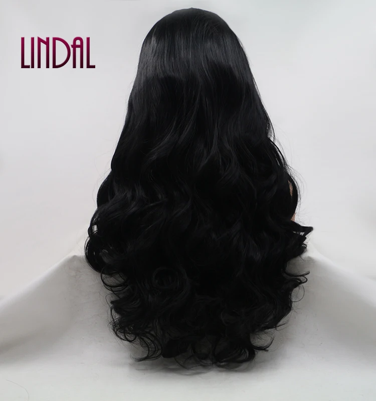 

Long Natural Wavy Transparent Lace Frontal Black Synthetic Hair Wig