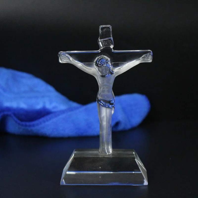 
Crafted Crystal Christian Decoration Jesus Cross Religious Crystal Figurines Wholesale 