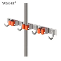 

Hot selling household kitchen General Storage wall mount 304 stainless steel Tool Rack Flat broom mop holders for bathroom