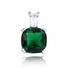 Elegant jwerlry 925 sterling silver 3A crystal rhodium plated cushion cut emerald green stone pendant