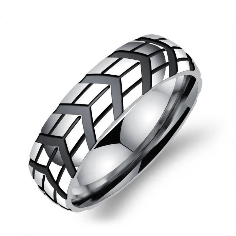 

NEW Arrival the tyre Pattern etched engraved Ancient Styles Silver Rings for Men ring jewelry, As the picture