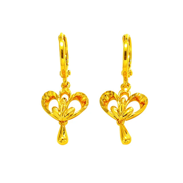 

AE9032601 xuping 24k gold plated alloy heart dangling earring bisuteria aretes, aretes fashion jewelry