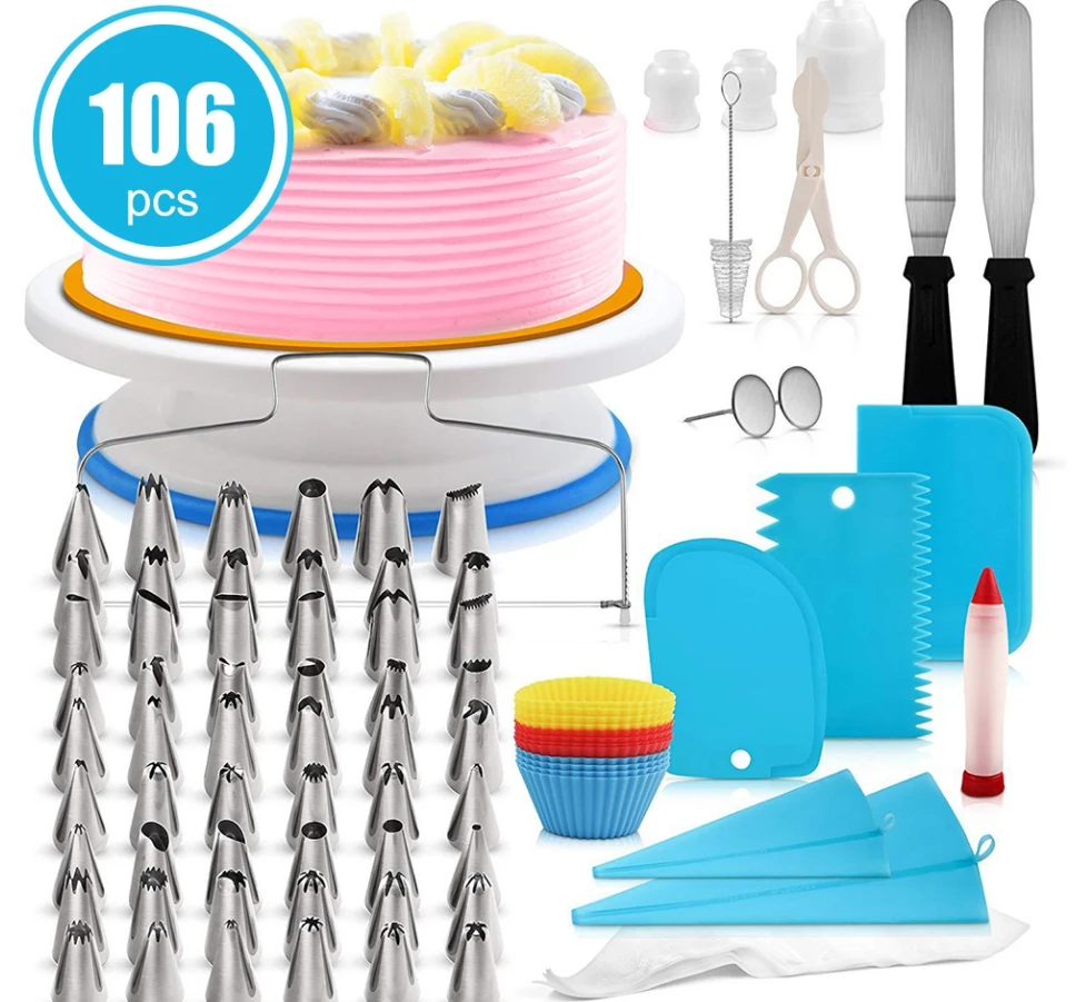 Multi-function Cake Decorating Kit Cake Turntable Set Pastry Tube Fondant Tool Kitchen Dessert Baking Pastry Supplies