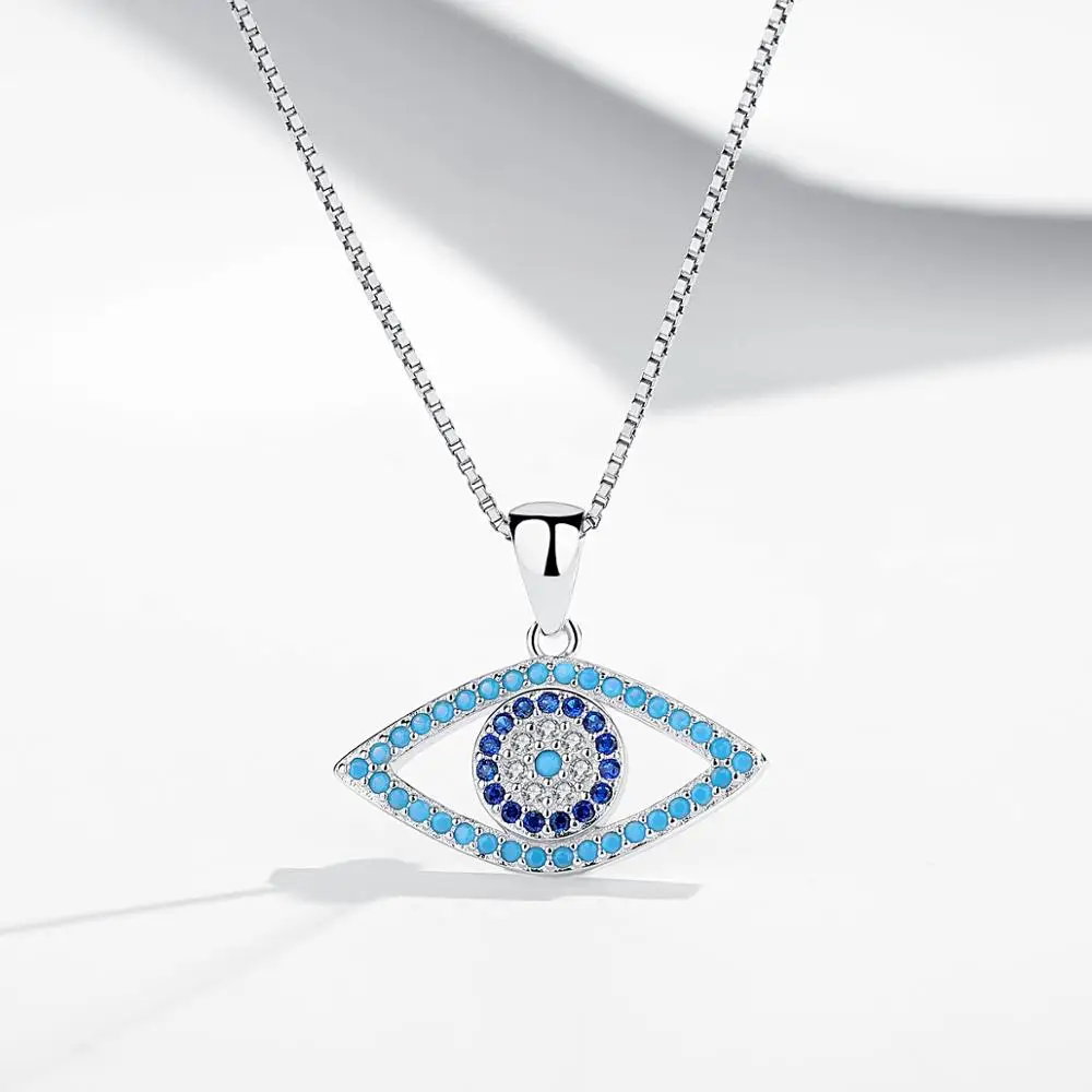 

Hot Sale 100% Real 925 Sterling Silver blue eye Pendant Necklaces For Women Fashion Jewelry Gift