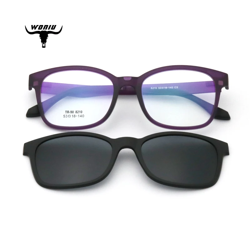 

KLD8210 blue light blocking glasses square optical frames Polarized lenses TR90 mirror clip on sunglasses 2020