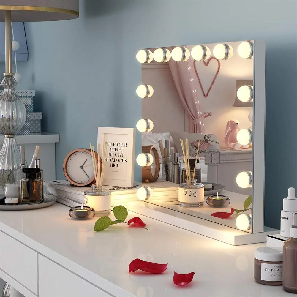 

Hollywood Makeup Lighted Mirror Frameless Vanity Mirror with 3 Different Lighting Settings, Customized color