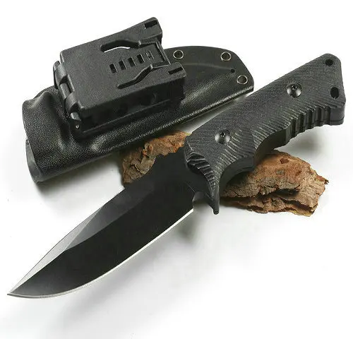 

58HRC G10 Handle Combat Knife Fixed Tactical Knives with Leather Sheath Jungle Tools 2802