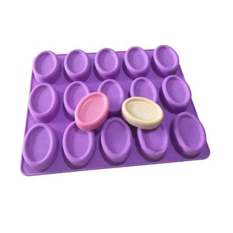 china factory 100% food grade silicone 15 cavities oval shape natural soap silicon mold making