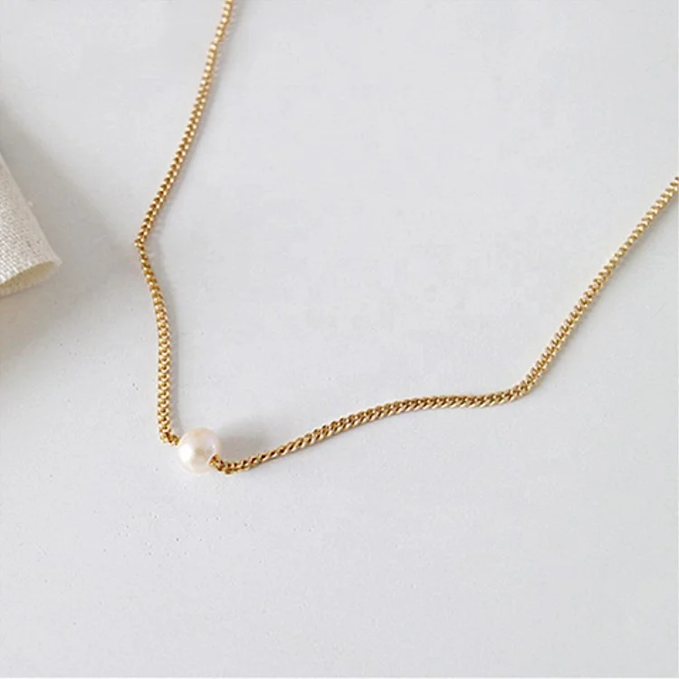 

925 silver jewelry 18k gold plated fresh water pearl choker necklace for women