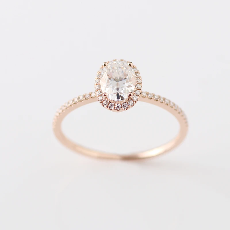 

Customized Size Rose Gold Engagement Ring 8*6mm Oval Cut Synthetic Moissanite Diamond 18K White Gold Rings