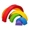 Wooden rainbow ring shape building blocks for children
