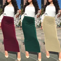 

2019 Hot Sale Cheap Fashion 5 Colors Velvet Skirts Long Skirts for Young Women