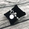 Personalized Engrave Monogram Pearl Linked Brass Disc Toggle Bracelet