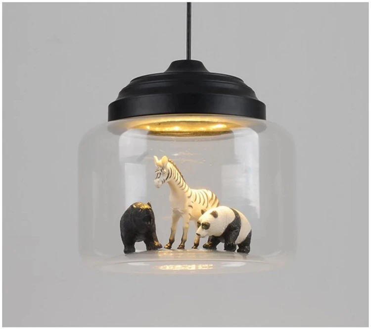 Bar Restaurant Cafe Individual light Nordic Creative Animals Cartoon Glass metal pendant Light