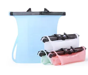 Image of New Design Reusable Silicone Vaccum Food Packing Bag with Ziplock Custom Logo Reusable Silicone