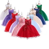 

Applique Kids Princess Party Dress Children Wedding Clothing Pageant costume Flower girl dress