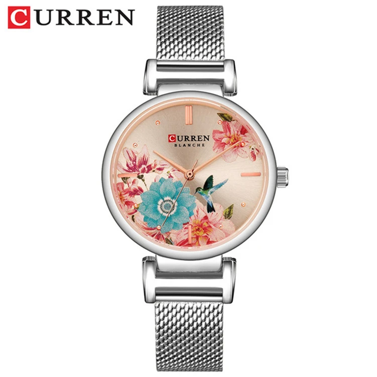 

CURREN 9053 S Watches Stainless Steel Women Watch Beautiful Flower Design Wrist Watch for Women Summer Ladies Watch Quartz Clock