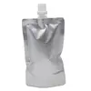 Stand Up Spout Bags White Flask Milk Liquid Packaging Shampoo Juice Silver Pouch