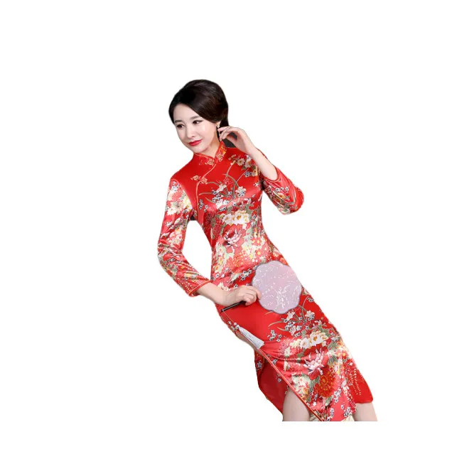 

Spring and autumn new cheongsam long slimming beautiful female traditional dress tang suit