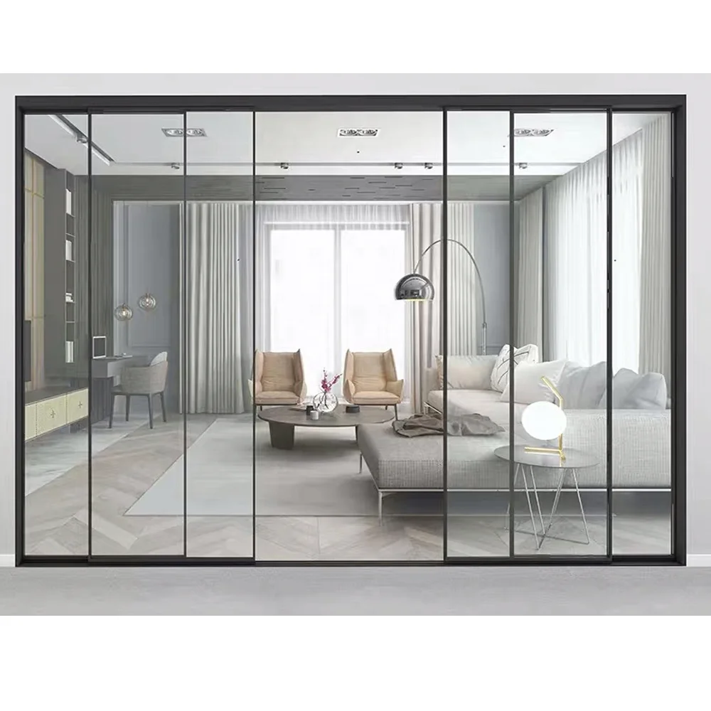 
Slim aluminum frame tempered glass sliding door made in China with Malaysia price 